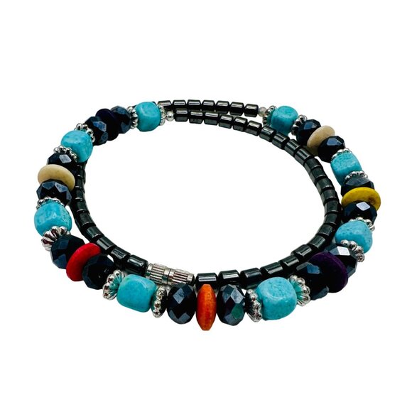 Beaded Necklace Turquoise Multi-Color Stone Style Boho Southwestern Jewelry 18" - Picture 5 of 16